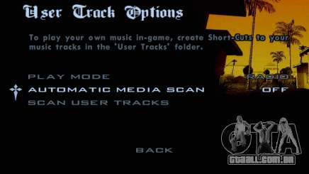 O menu de música no GTA SA