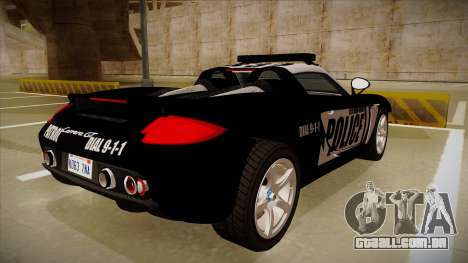 Porsche Carrera GT 2004 Police Black para GTA San Andreas