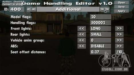 Game Handling Editor v1.0 para GTA San Andreas