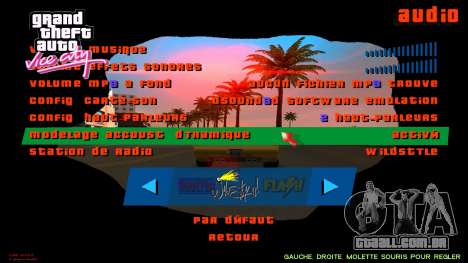 Novo plano de fundo do menu e cores de fonte para GTA Vice City