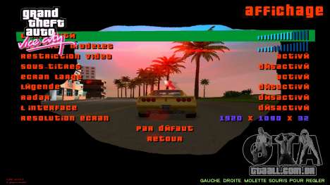 Novo plano de fundo do menu e cores de fonte para GTA Vice City