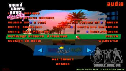 Novo plano de fundo do menu e cores de fonte para GTA Vice City